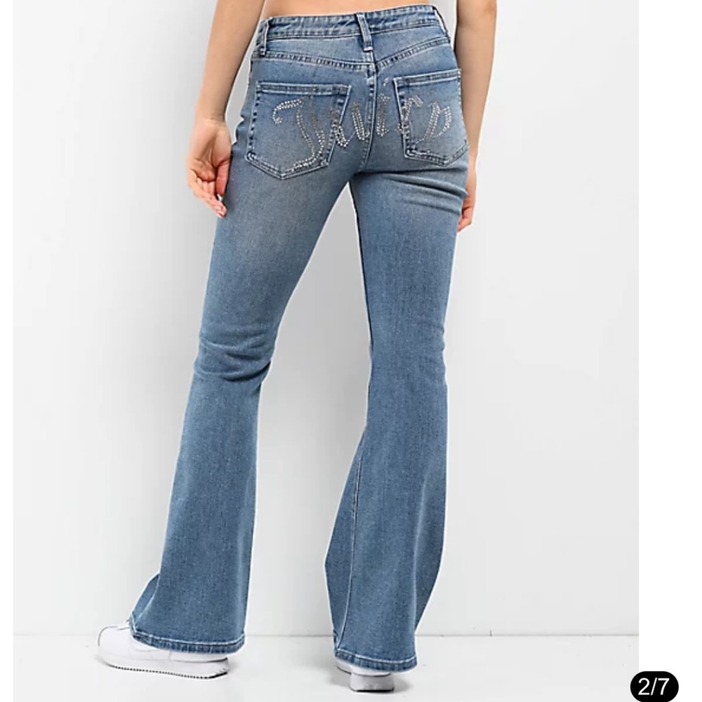 Juicy Couture Lunita Rhinestone Blue Low Rise Flare Jeans
